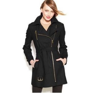 Michael Kors Asymmetrical Belted Peacoat